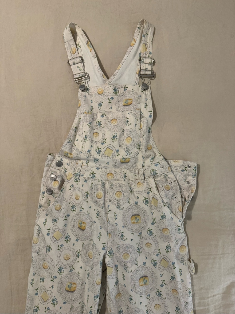 Rachel Antonoff Cream and Yellow Butter Print Overalls